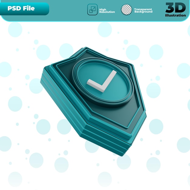 Icône De Sécurité Vérifiée De Rendu 3d Illustration