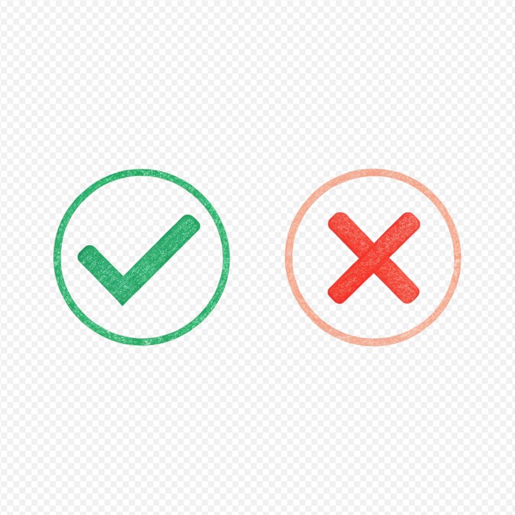 PSD icone semplici segno di spunta verde rosso x design minimalista grafica piatta
