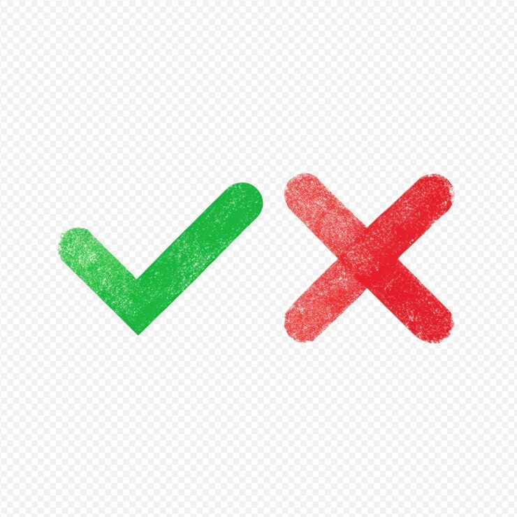 PSD icone semplici segno di spunta verde rosso x design minimalista grafica piatta