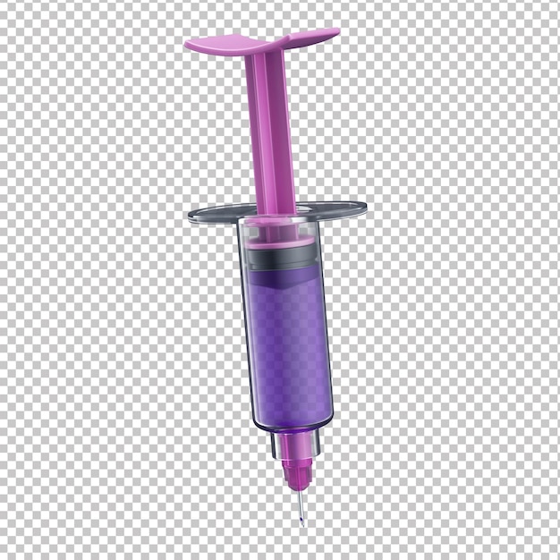 PSD icône de seringue rose et violet 3d avec fond transparent