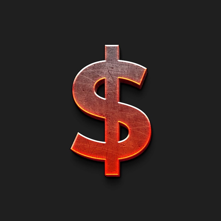 PSD icône de signe de dollar brillant en 3d