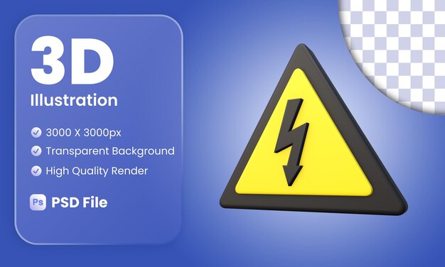 PSD icône de signe haute tension 3d stylisée