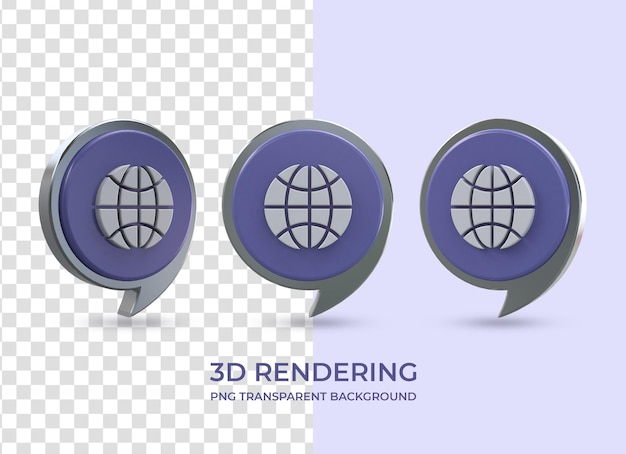 PSD icône de site web rendu 3d isolé sur fond transparent