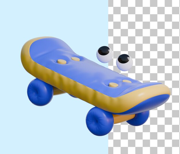 PSD icône de skateboard 3d avec ballon