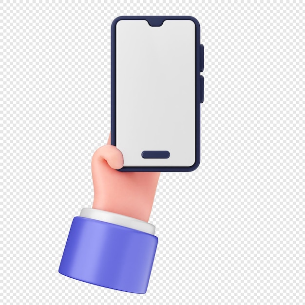 Icône de smartphone 3D tenant la main