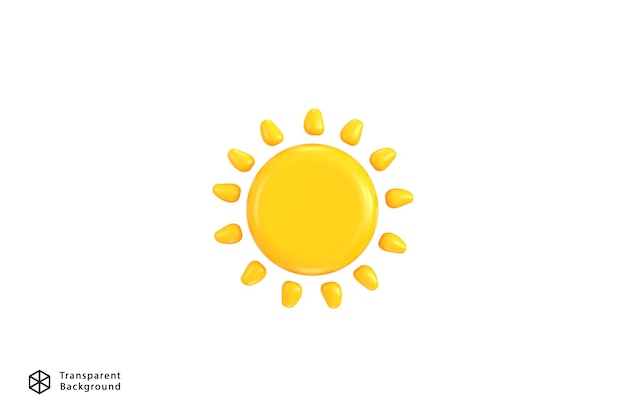 Icône de soleil jaune illustration vectorielle de rendu 3D