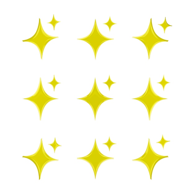 Icône ou symbole 3D d'étoile scintillante