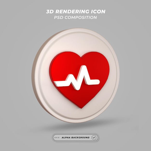 Icône De Symbole De Battement De Coeur Dans Le Rendu 3d