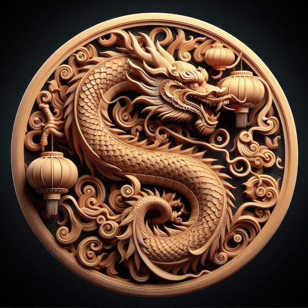 PSD icône et symbole du logo du dragon dans la culture chinoise.