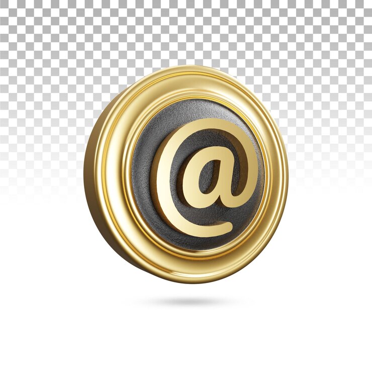 Icône de symbole d'email d'or dans le rendu 3d