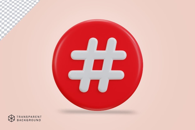 Icône De Symbole De Hashtag 3d Sur L'illustration Vectorielle Du Bouton De Cercle Rouge