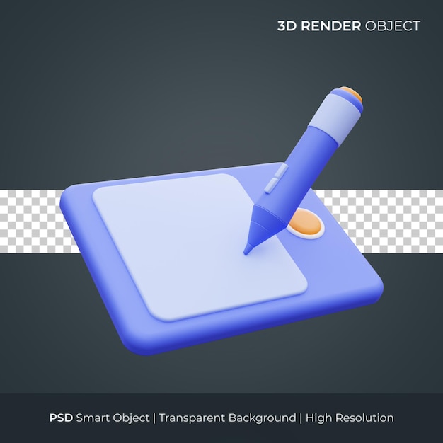 Icône de tablette de dessin illustration de rendu 3d isolé premium psd