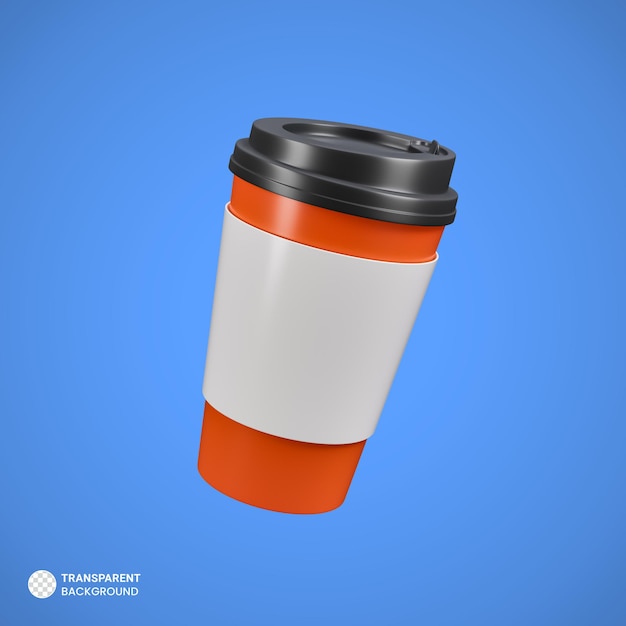 Icône de tasse à café en plastique isolé Illustration de rendu 3d