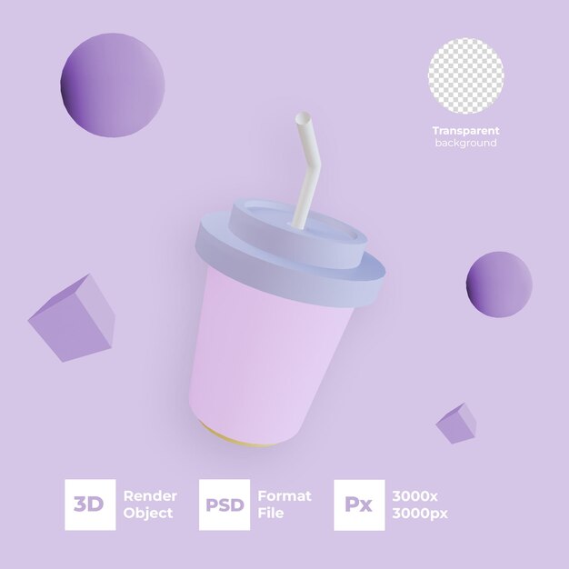 icône de tasse en plastique de rendu 3d avec fond transparent
