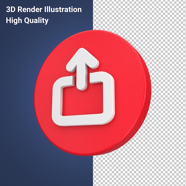 PSD icône de téléchargement en 3d avec cercle rouge