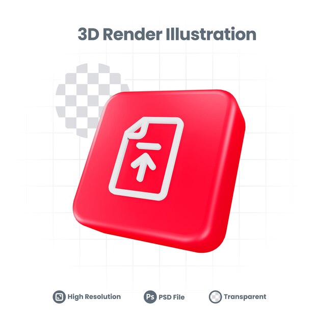 Icône de téléchargement de document réaliste 3D pour la promotion des médias sociaux de l'application mobile Web