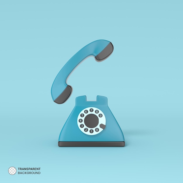 Icône de téléphone rétro isolé rendu 3d