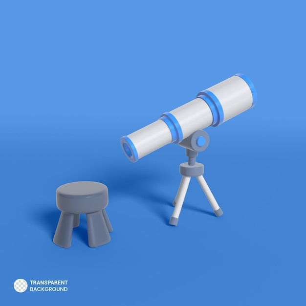 PSD icône de télescope illustration de rendu 3d isolée