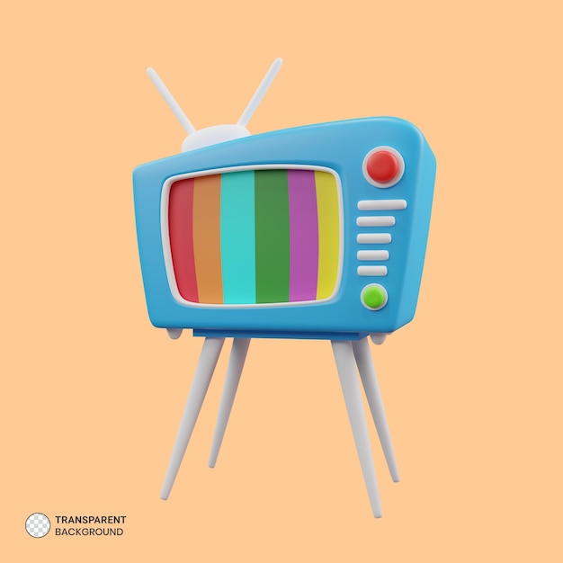 Icône de télévision rétro rendu 3d isolé Illustration