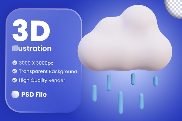icône de temps de pluie 3D