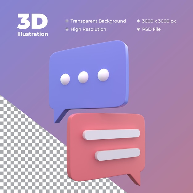 icône de texte de chat 3d