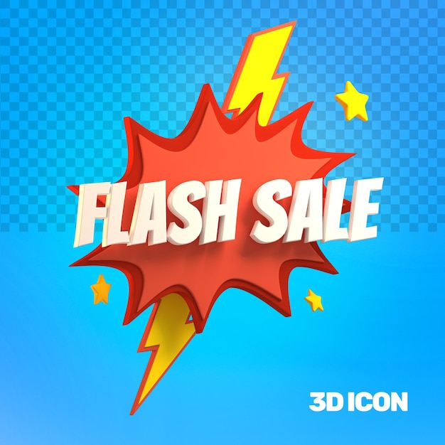 Icône de texte côté vente Flash Marketing 3D