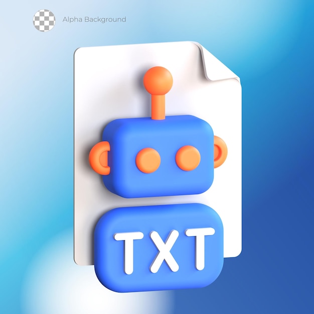 PSD icône de texte de robots 3d