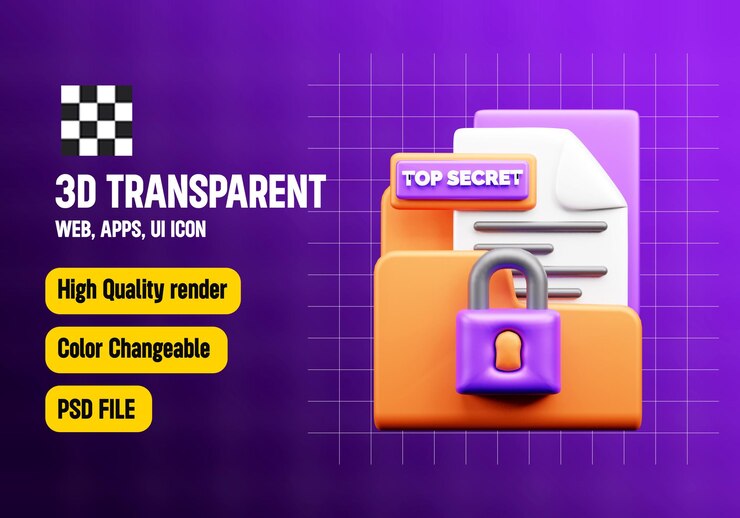 PSD ícone top secret 3d ou ilustração de ícone 3d de política