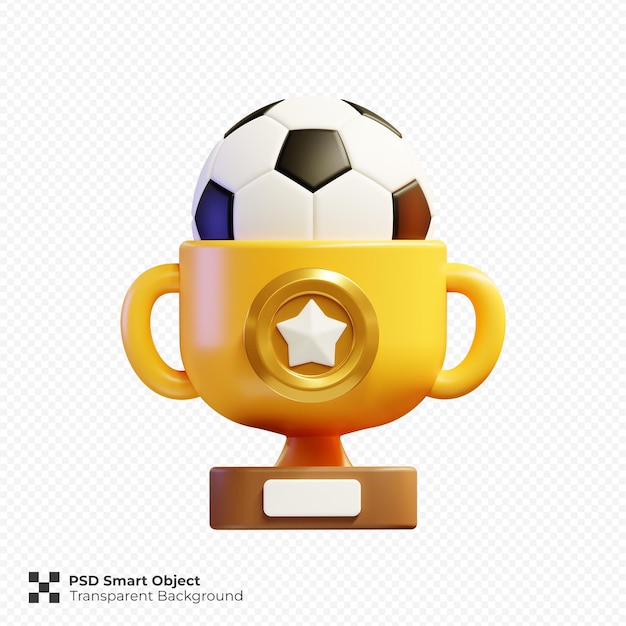 PSD icône de trophée de football illustration de rendu 3d isolée premium psd