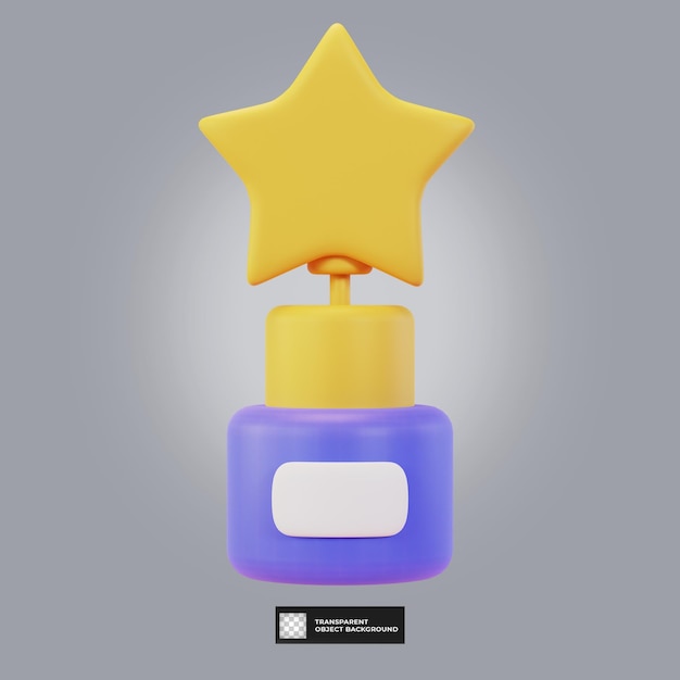 Icône De Trophée Super Star Isolé Illustration De Rendu 3d