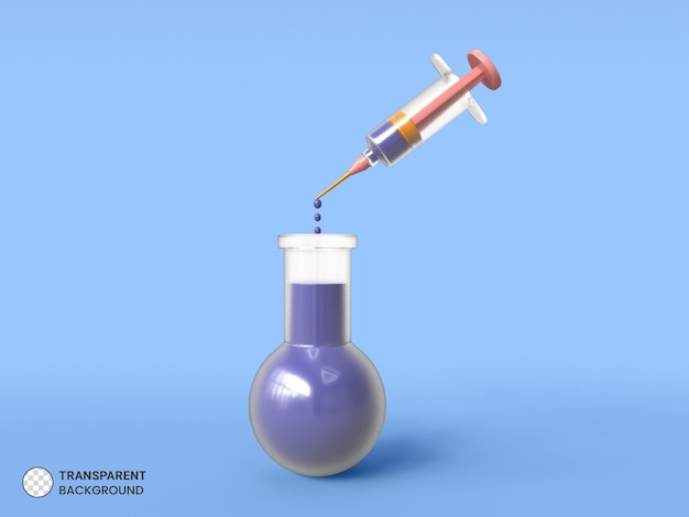Icône de tube bécher en verre Illustration de rendu 3d isolée