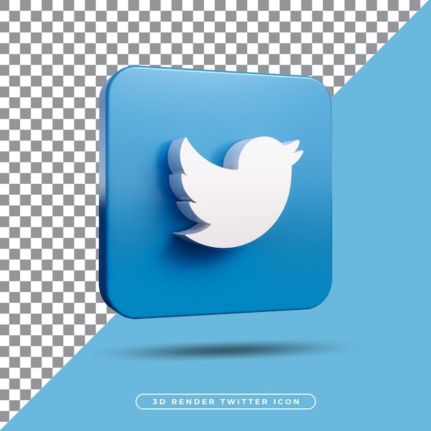 Icône De Twitter De Rendu 3d Isolé