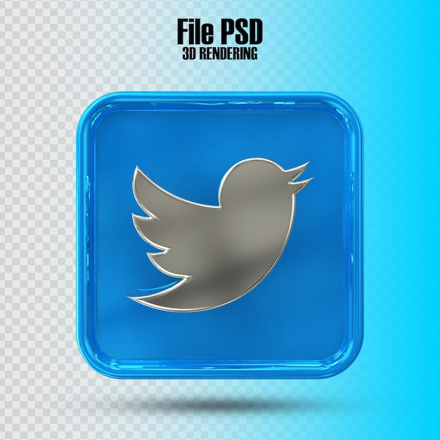 Icône Twitter Rendu 3d