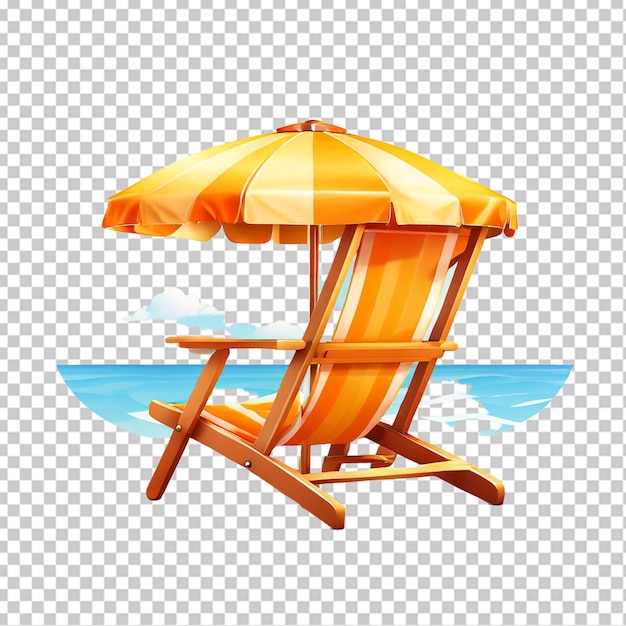 PSD icône de vacances vectorielle 3d réaliste lit de soleil de plage avec chaise de pont en bois parapluie