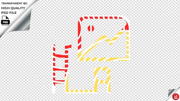 PSD icône de vecteur rouge jaune rayé psd transparent