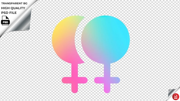 PSD icône vectorielle double fisrvenus arc-en-ciel coloré psd transparent