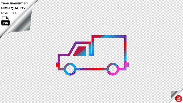 PSD l'icône vectorielle du camion est rouge, bleu, violet, ruban psd, transparent.