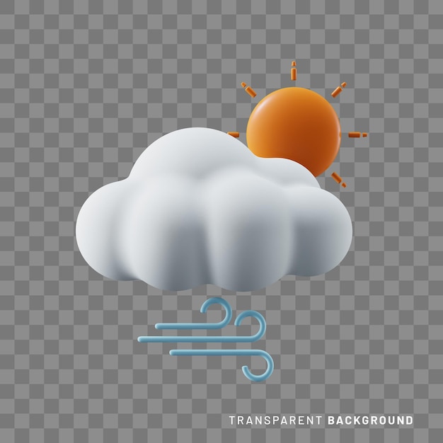 Icône venteuse et nuageuse 3D