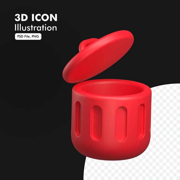 Ícone vermelho da interface do usuário do bin 3d