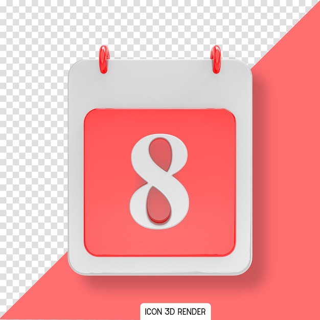 PSD Ícone vermelho do dia do calendário 3d