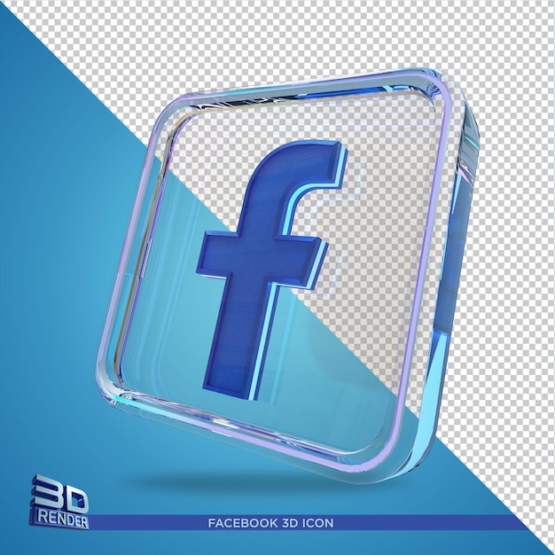 Icône De Verre Facebook Rendu 3d Isolé