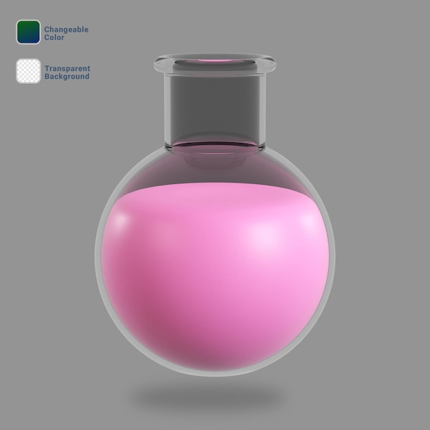 PSD icône de verre de laboratoire de rendu 3d couleur variable