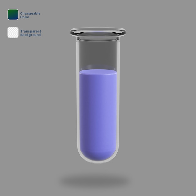 PSD icône de verre de laboratoire de rendu 3d couleur variable