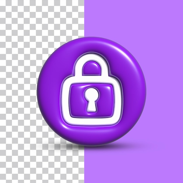 icône de verrouillage 3d sur le concept violet