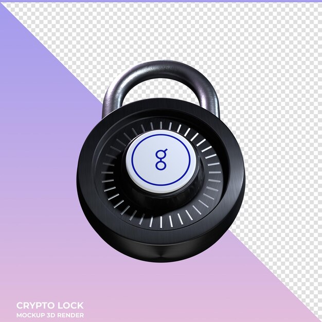 PSD icône de verrouillage crypto golem glm 3d
