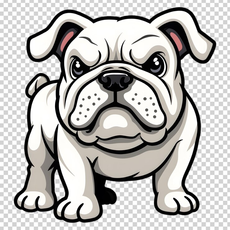 PSD ícone vetorial de bulldog de pé em postura confiante com linha limpa isolada em fundo transparente