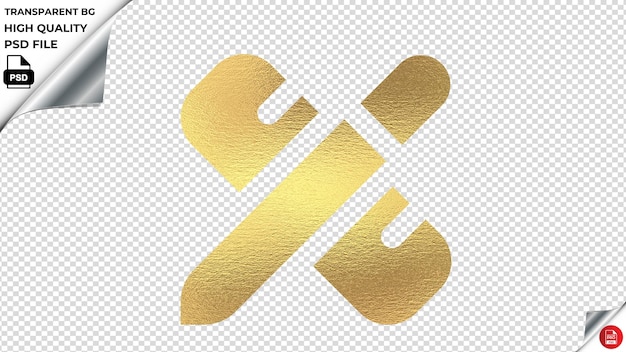 PSD Ícone vetorial de textura dourada com traços fissurados psd transparente