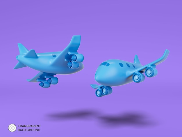 Icône de voyage avion isolé Illustration de rendu 3d