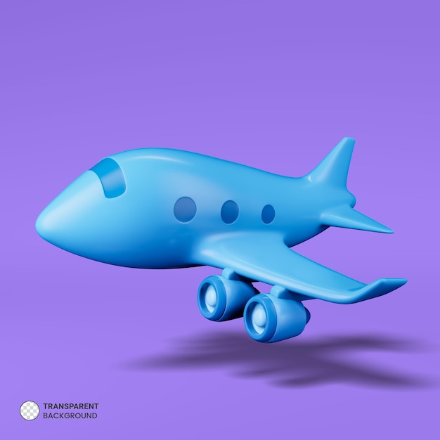 PSD icône de voyage avion isolé illustration de rendu 3d