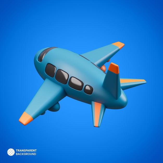 Icône de voyage avion isolé Illustration de rendu 3d